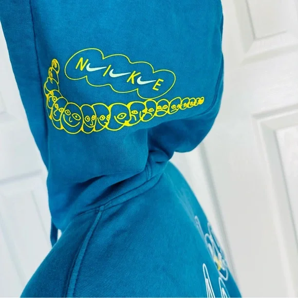 NIKE standard fit MENS SWEATSHIRT blue hooded HOODIE kangaroo pocket SMALL - Picture 7 of 13